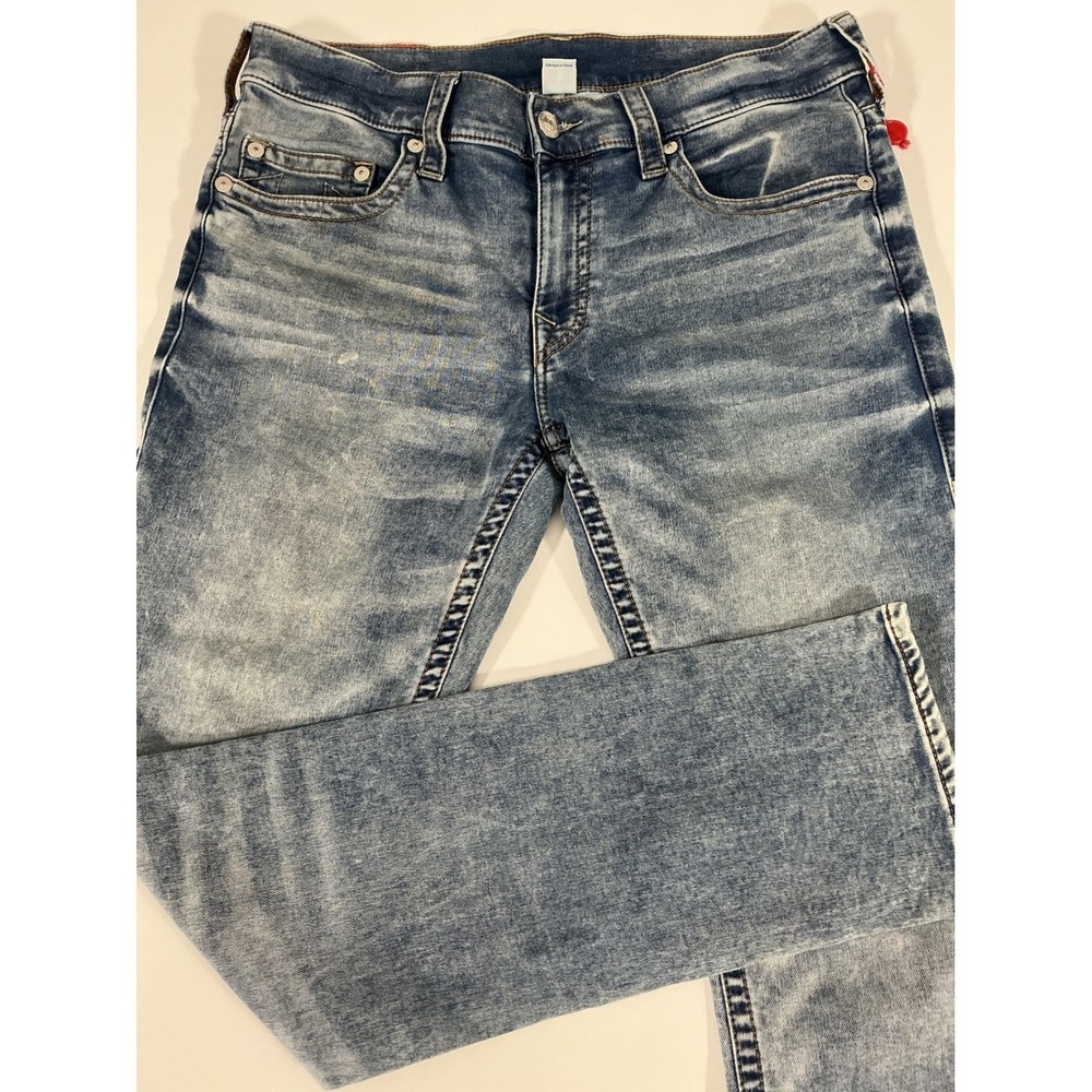 True Religion Rocco Slim Men's Jeans Blue Medium Wash Distressed Size 34 - Picture 1 of 13